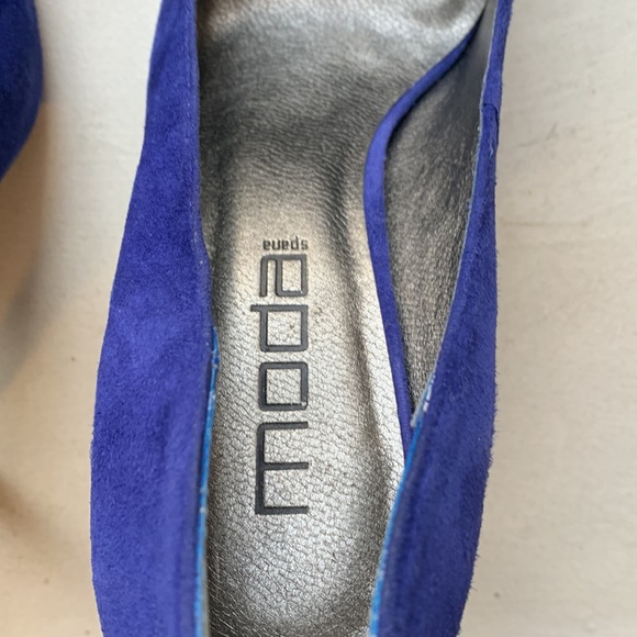 Moda Spana Blue Suede Platform Heels, NWOT, size 8 - Picture 4 of 7